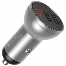 Автомобильное зарядное устройство Baseus Digital Display 24W 2USB 4.8A с вольтметром, серебристый