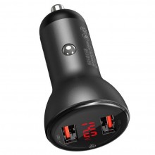 Автомобильное зарядное устройство Baseus Digital Display SCP 45W High Power (2USB) Gray, матовый серый