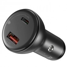 Автомобильное зарядное устройство Baseus Digital Display PPS 45W High Power (USB + Type-C) Gray, матовый серый