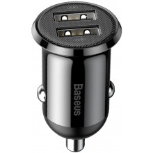 Автомобильное зарядное устройство Baseus Dual-USB Black (4.8A) Ultra Mini Pro c защитой от перегрузки, чёрный