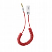 AUX-stereo (HiFi-sound) Bluetooth-Аудио-Адаптер Baseus Elegance Silver + громкая связь Hands Free c микрофоном, красный кабель (CABA01-09)