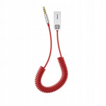 AUX-stereo (HiFi-sound) Bluetooth-Аудио-Адаптер Baseus Elegance Silver + громкая связь Hands Free c микрофоном, красный кабель (CABA01-09)