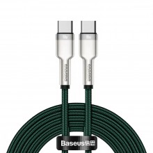 Кабель быстрой зарядки «Type-C to Type-C» Baseus Cafule Metal Green 100W Fast Charge (5A) 2m, зелёный (CATJK-D06) Кабель быстрой зарядки «Type-C to Type-C» Baseus Cafule Metal Green 100W Fast Charge (5A) 2m, зелёный (CATJK-D06)