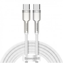 Кабель быстрой зарядки «Type-C to Type-C» Baseus Cafule Metal White 100W Fast Charge (5A) 2m, белый Кабель быстрой зарядки «Type-C to Type-C» Baseus Cafule Metal White 100W Fast Charge (5A) 2m, белый