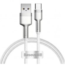 Кабель быстрой зарядки «USB to Type-C» Baseus Cafule Metal 66W Fast Charging (6A) 1m, белый Кабель быстрой зарядки «USB to Type-C» Baseus Cafule Metal 66W Fast Charging (6A) 1m, белый