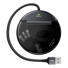 Кабель-разветвитель-хаб Baseus Car Sharing Black (Type-C + 2USB с кабелем Lightning/MicroUSB/Type-C), чёрный (CAHUB-FX01) Кабель-разветвитель-хаб Baseus Car Sharing Black (Type-C + 2USB с кабелем Lightning/MicroUSB/Type-C), чёрный (CAHUB-FX01)