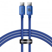 Кабель быстрой зарядки «Type-C to Type-C» Baseus Crystal Shine Series 100W Fast Charge Blue 1.2m, синий Кабель быстрой зарядки «Type-C to Type-C» Baseus Crystal Shine Series 100W Fast Charge Blue 1.2m, синий