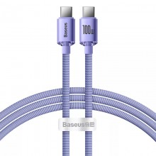 Кабель быстрой зарядки «Type-C to Type-C» Baseus Crystal Shine Series 100W Fast Charge Purple 1.2m, пурпурный Кабель быстрой зарядки «Type-C to Type-C» Baseus Crystal Shine Series 100W Fast Charge Purple 1.2m, пурпурный