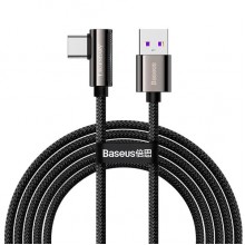 Кабель быстрой зарядки угловой «USB to Type-C» Baseus Legend Series Elbow 66W Fast Charge 2m, чёрный Кабель быстрой зарядки угловой «USB to Type-C» Baseus Legend Series Elbow 66W Fast Charge 2m, чёрный