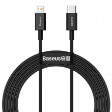 Кабель быстрой зарядки «Type-C to Lightning» Baseus Superior Series PD 20W Fast Charge 2m, чёрный Кабель быстрой зарядки «Type-C to Lightning» Baseus Superior Series PD 20W Fast Charge 2m, чёрный