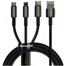 Кабель USB to Lightning + Type-C + MicroUSB Baseus Tungsten Gold 3-in-1 3.5А iP/480Mbps 1.5m M+L+C Black Кабель USB to Lightning + Type-C + MicroUSB Baseus Tungsten Gold 3-in-1 3.5А iP/480Mbps 1.5m M+L+C Black
