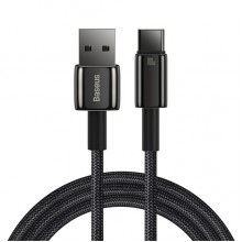Кабель быстрой зарядки USB to Type-C Baseus Tungsten Gold 100W High Power 1m, чёрный Кабель быстрой зарядки USB to Type-C Baseus Tungsten Gold 100W High Power 1m, чёрный