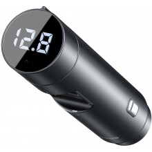 FM-трансмиттер Baseus Energy Column 18W Quick Charge (CCNLZ01-E) Bluetooth 5.0 MP3 c функцией зарядного устройства 2-USB (3А, QC3.0) и вольтметром, тёмно-серый (CCNLZ-C0G)