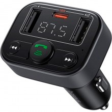Автомобильный FM-трансмиттер (FM-модулятор) Baseus T-Complex S-09 Lite (Bluetooth 5.0/USB) c функцией зарядного устройства Type-C 18W (PD) 2-USB (2.4А) и вольтметром Автомобильный FM-трансмиттер (FM-модулятор) Baseus T-Complex S-09 Lite (Bluetooth 5.0/USB) c функцией зарядного устройства Type-C 18W (PD) 2-USB (2.4А) и вольтметром