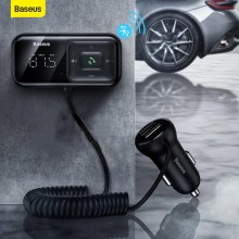 Автомобильный FM-трансмиттер (модулятор) Baseus Portable Display c мобильной панелью Bluetooth 5.0 MP3 TF-card AUX-out и функцией зарядного устройства (2USB 3.1A) с вольтметром Автомобильный FM-трансмиттер (модулятор) Baseus Portable Display c мобильной панелью Bluetooth 5.0 MP3 TF-card AUX-out и функцией зарядного устройства (2USB 3.1A) с вольтметром