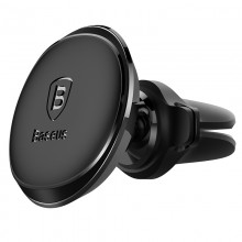 Автомобильный держатель Baseus Magnetic Air Vent Black с клипсами для фиксации кабеля, чёрный