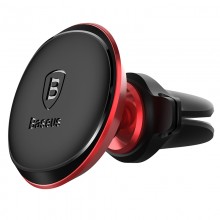 Автомобильный держатель Baseus Magnetic Air Vent Red с клипсами для фиксации кабеля, красный