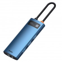 USB-хаб (концентратор) Baseus Metal Gleam Series 6-in-1 (Type-C to USB3.0*3, 4K HDMI, RJ45, Type-C) Blue, синий (WKWG000003) USB-хаб (концентратор) Baseus Metal Gleam Series 6-in-1 (Type-C to USB3.0*3, 4K HDMI, RJ45, Type-C) Blue, синий (WKWG000003)
