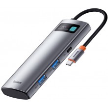 USB-хаб (концентратор) Baseus Metal Gleam Series 7-in-1 (Type-C to USB3.0*2, 4K HDMI, Type-C, Type-C PD, TF, SD) Gray, серый (WKWG020113) USB-хаб (концентратор) Baseus Metal Gleam Series 7-in-1 (Type-C to USB3.0*2, 4K HDMI, Type-C, Type-C PD, TF, SD) Gray, серый (WKWG020113)