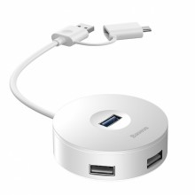 Концентратор (USB-Хаб 3.0) Baseus Round Box HUB Adapter (Type-C+USB A to USB3.0*1+USB2.0*3) - 12 см, белый (CAHUB-GB02) Концентратор (USB-Хаб 3.0) Baseus Round Box HUB Adapter (Type-C+USB A to USB3.0*1+USB2.0*3) - 12 см, белый (CAHUB-GB02)