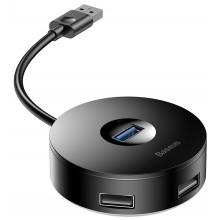 USB-Хаб Baseus Round Box HUB Adapter (USB to 4USB) Black с кабелем 10 см, чёрный USB-Хаб Baseus Round Box HUB Adapter (USB to 4USB) Black с кабелем 10 см, чёрный