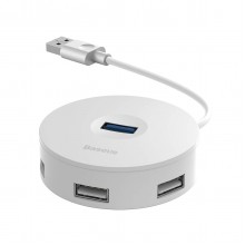 USB-Хаб Baseus Round Box HUB Adapter (USB to 4USB) White с кабелем 10 см, белый USB-Хаб Baseus Round Box HUB Adapter (USB to 4USB) White с кабелем 10 см, белый