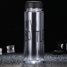 Экобутылка My Bottle (пластик) с мешочком 500 мл для напитков, фруктов и сладостей – прозрачная, Black-дизайн Экобутылка My Bottle (пластик) с мешочком 500 мл для напитков, фруктов и сладостей – прозрачная, Black-дизайн