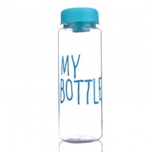 Экобутылка My Bottle (пластик) с мешочком 500 мл для напитков, фруктов и сладостей – прозрачная, Blue-дизайн Экобутылка My Bottle (пластик) с мешочком 500 мл для напитков, фруктов и сладостей – прозрачная, Blue-дизайн