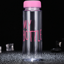 Экобутылка My Bottle (пластик) с мешочком 500 мл для напитков, фруктов и сладостей – прозрачная, Pink-дизайн Экобутылка My Bottle (пластик) с мешочком 500 мл для напитков, фруктов и сладостей – прозрачная, Pink-дизайн