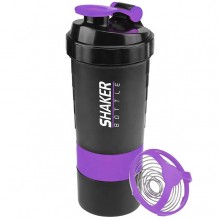Шейкер Spider Bottle Pro Black Style двухкамерный трехсекционный с защитой от протекания 500 мл для спортивного питания c фиолетовой клик-клипсой Шейкер Spider Bottle Pro Black Style двухкамерный трехсекционный с защитой от протекания 500 мл для спортивного питания c фиолетовой клик-клипсой