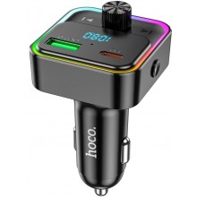 FM-трансмиттер Hoco E81 Fantasy 30W Black с RGB-подсветкой быстрая зарядка Type-C&USB (PD3.0+QC3.0)