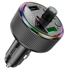 FM-трансмиттер Hoco E82 Guerrero 30W Black Bluetooth5.3/USB с RGB-подсветкой быстрая зарядка Type-C&USB (PD3.0+QC3.0)