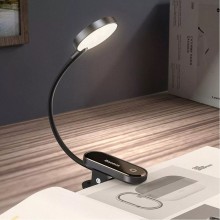 Лампа с аккумулятором Baseus Comfort Reading Mini Clip Lamp 3W 4000K 350mAh USB 5V с креплением-прищепка Black-Gray Лампа с аккумулятором Baseus Comfort Reading Mini Clip Lamp 3W 4000K 350mAh USB 5V с креплением-прищепка Black-Gray