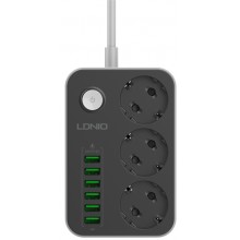 Сетевой удлинитель-переноска на 3 розетки и 6 USB-портов LDNІО ЅЕ3631 с заземлением со шнуром питания 2 м Сетевой удлинитель-переноска на 3 розетки и 6 USB-портов LDNІО ЅЕ3631 с заземлением со шнуром питания 2 м