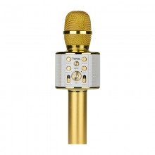 Микрофон-колонка Hoco BK3 Cool Sound Gold беспроводной для караоке с эффектом ревербации Bluetooth 4.2 1800 mAh, золотистый Микрофон-колонка Hoco BK3 Cool Sound Gold беспроводной для караоке с эффектом ревербации Bluetooth 4.2 1800 mAh, золотистый
