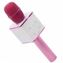 Беспроводной караоке-микрофон детский со встроенной колонкой Q7 Bluetooth-Microphone Pink, ярко-розовый Беспроводной караоке-микрофон детский со встроенной колонкой Q7 Bluetooth-Microphone Pink, ярко-розовый