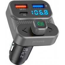 Автомобильный FM-трансмиттер (модулятор) Proove Luxor SE (Bluetooth 5.3) с быстрой зарядкой Type-C&USB (PD+QC3.0) 36W Gray Автомобильный FM-трансмиттер (модулятор) Proove Luxor SE (Bluetooth 5.3) с быстрой зарядкой Type-C&USB (PD+QC3.0) 36W Gray