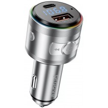 Автомобильный FM-трансмиттер (модулятор) Proove Maxi Wave Silver (Bluetooth 5.3) с быстрой зарядкой Type-C&USB (PD+QC3.0) 30W, серебристый Автомобильный FM-трансмиттер (модулятор) Proove Maxi Wave Silver (Bluetooth 5.3) с быстрой зарядкой Type-C&USB (PD+QC3.0) 30W, серебристый