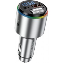 Автомобильный FM-трансмиттер (модулятор) Proove Power Drive Silver (Bluetooth 5.3/AUX) с быстрой зарядкой Type-C&USB (PD+QC3.0) 30W, серебристый Автомобильный FM-трансмиттер (модулятор) Proove Power Drive Silver (Bluetooth 5.3/AUX) с быстрой зарядкой Type-C&USB (PD+QC3.0) 30W, серебристый